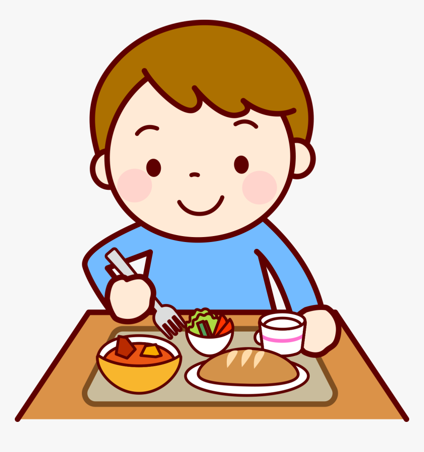 child eating school lunch