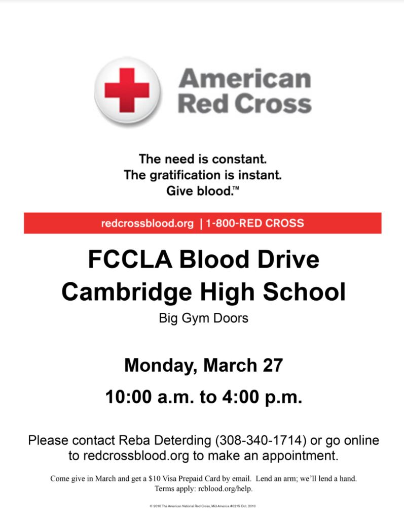 Cambridge FCCLA Blood Drive